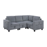 Walterboro Dark Gray Corduroy 4-Piece Sectional with Storage by Homelegance at Eve Furniture