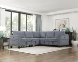 Walterboro Dark Gray Corduroy 5-Piece Sectional with Storage by Homelegance at Eve Furniture