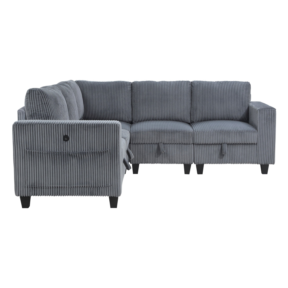 Walterboro Dark Gray Corduroy 5-Piece Sectional with Storage by Homelegance at Eve Furniture