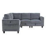 Walterboro Dark Gray Corduroy 5-Piece Sectional with Storage by Homelegance at Eve Furniture