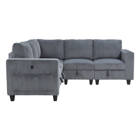Walterboro Dark Gray Corduroy 5-Piece Sectional with Storage by Homelegance at Eve Furniture