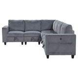 Walterboro Dark Gray Corduroy 6-Piece Sectional with Storage by Homelegance at Eve Furniture