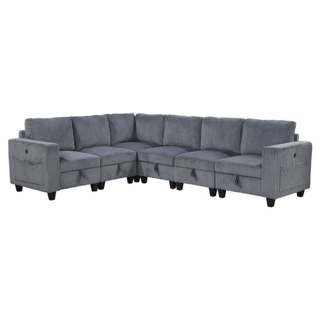 Walterboro Dark Gray Corduroy 6-Piece Sectional with Storage by Homelegance at Eve Furniture