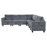 Walterboro Dark Gray Corduroy 7-Piece Sectional with Storage by Homelegance at Eve Furniture