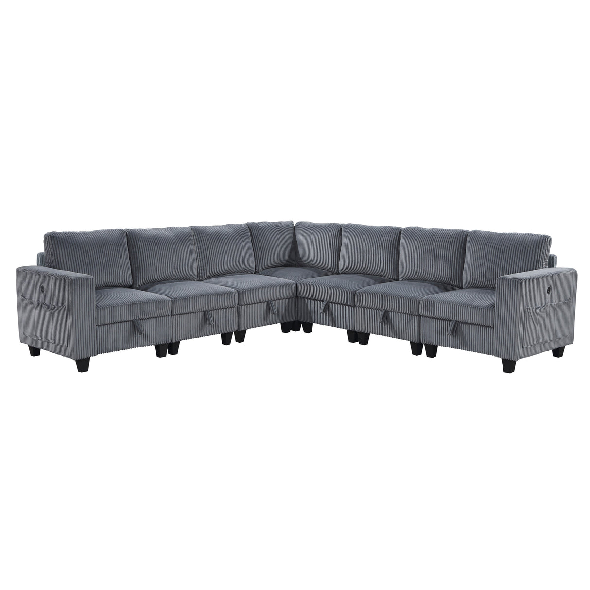 Walterboro Dark Gray Corduroy 7-Piece Sectional with Storage by Homelegance at Eve Furniture