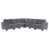Walterboro Dark Gray Corduroy 7-Piece Sectional with Storage by Homelegance at Eve Furniture
