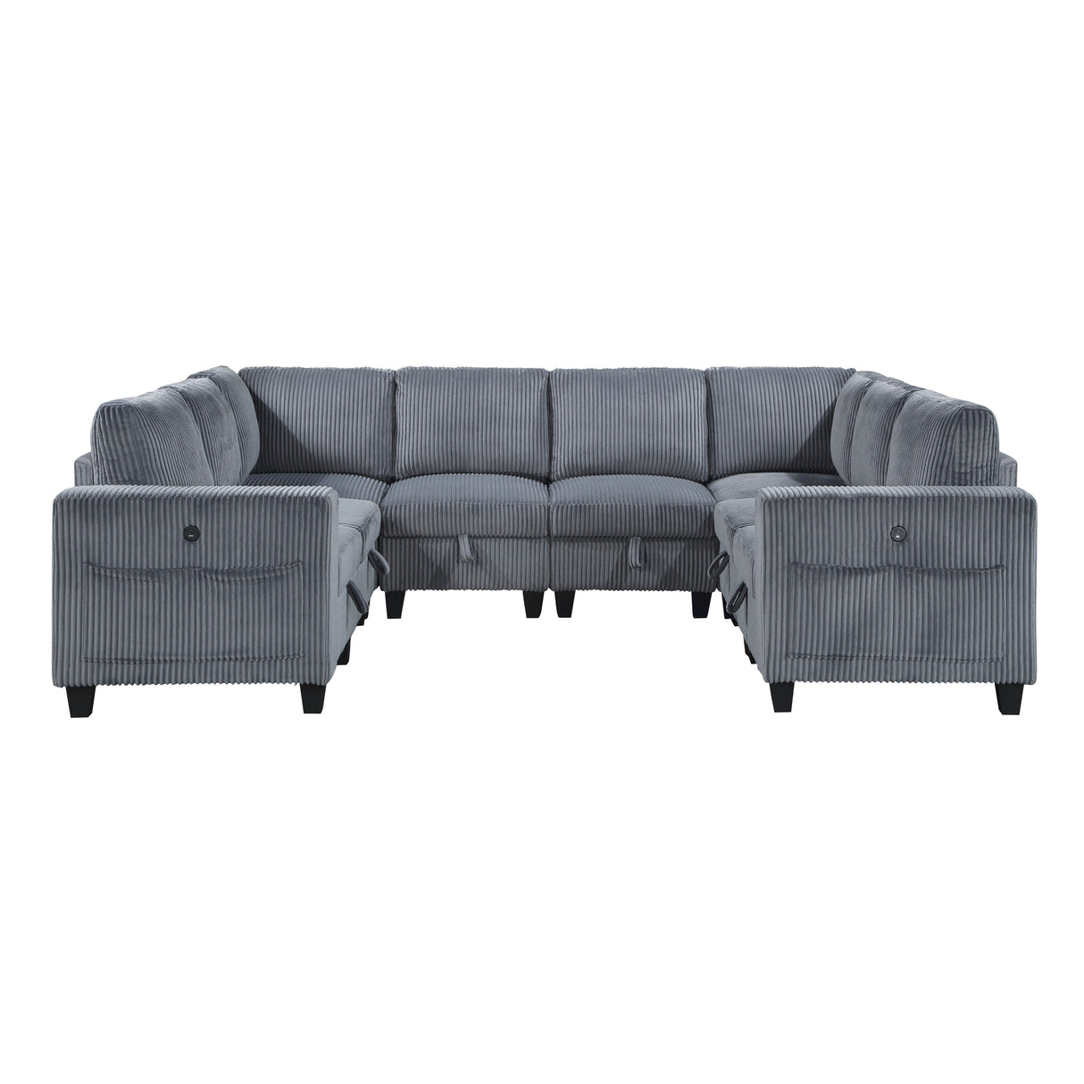 Walterboro Dark Gray Corduroy 8-Piece Sectional with Storage by Homelegance at Eve Furniture
