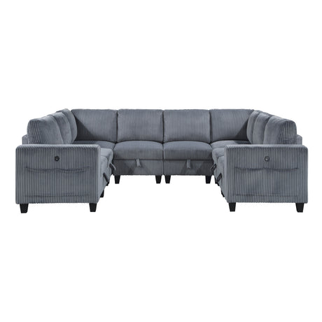 Walterboro Dark Gray Corduroy 8-Piece Sectional with Storage by Homelegance at Eve Furniture