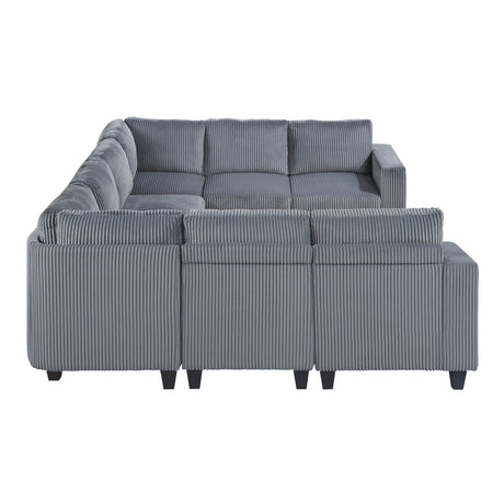 Walterboro Dark Gray Corduroy 8-Piece Sectional with Storage by Homelegance at Eve Furniture