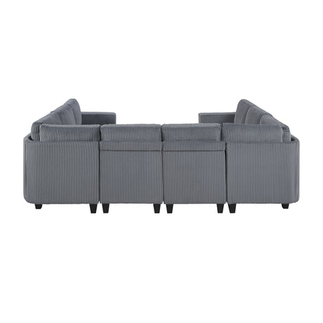 Walterboro Dark Gray Corduroy 8-Piece Sectional with Storage by Homelegance at Eve Furniture