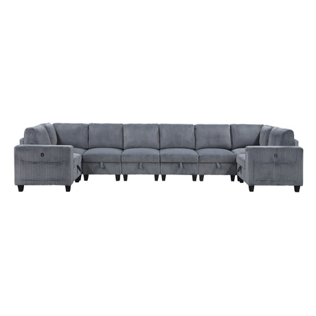 Walterboro Dark Gray Corduroy 8-Piece Sectional with Storage by Homelegance at Eve Furniture