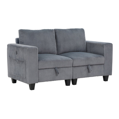 Walterboro Dark Gray Corduroy Loveseat by Homelegance at Eve Furniture