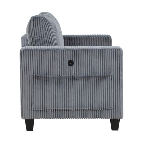 Walterboro Dark Gray Corduroy Loveseat by Homelegance at Eve Furniture