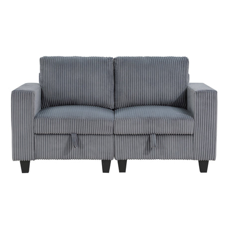 Walterboro Dark Gray Corduroy Loveseat by Homelegance at Eve Furniture