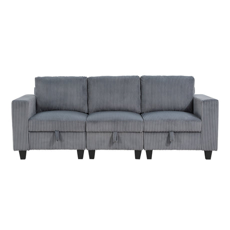 Walterboro Dark Gray Corduroy Sofa by Homelegance at Eve Furniture