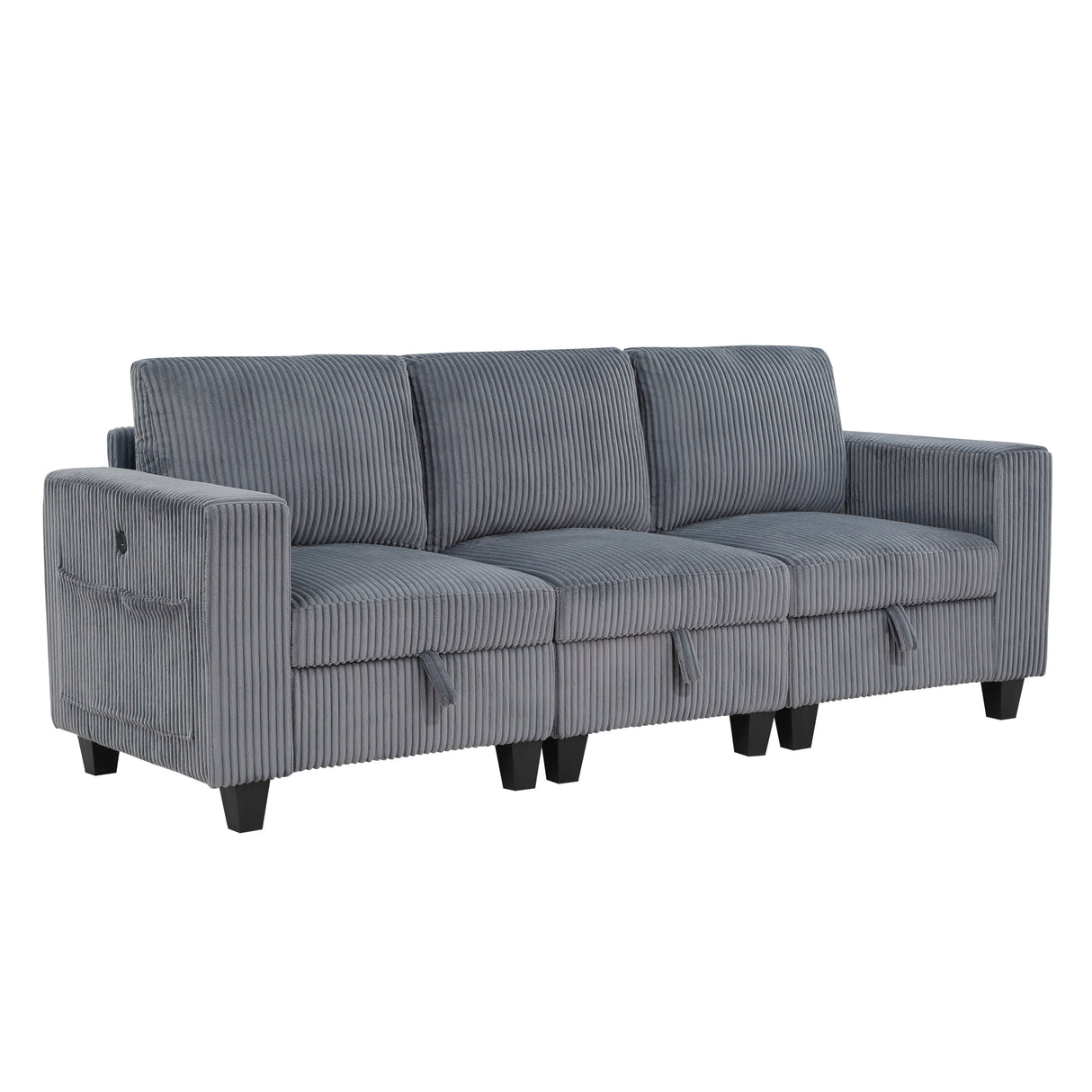 Walterboro Dark Gray Corduroy Sofa by Homelegance at Eve Furniture