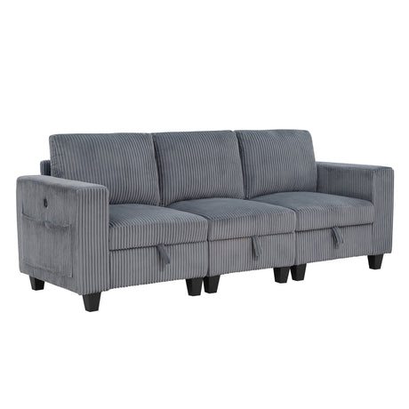 Walterboro Dark Gray Corduroy Sofa by Homelegance at Eve Furniture