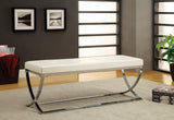 Walton White/Chrome Bench with Metal Base