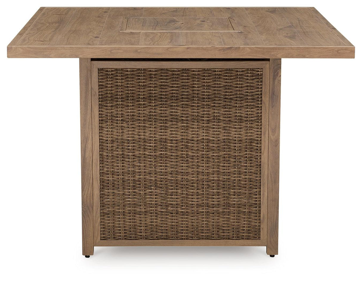 Walton Bridge Driftwood Outdoor Bar Table with Fire Pit by Ashley at Eve Furniture