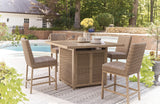 Walton Bridge Driftwood Outdoor Bar Table with Fire Pit by Ashley at Eve Furniture