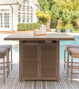 Walton Bridge Driftwood Outdoor Bar Table with Fire Pit by Ashley at Eve Furniture