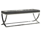 Walton Black Rectangle Upholstered Tufted Bench