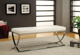 Walton White/Chrome Bench with Metal Base by Coaster at Eve Furniture