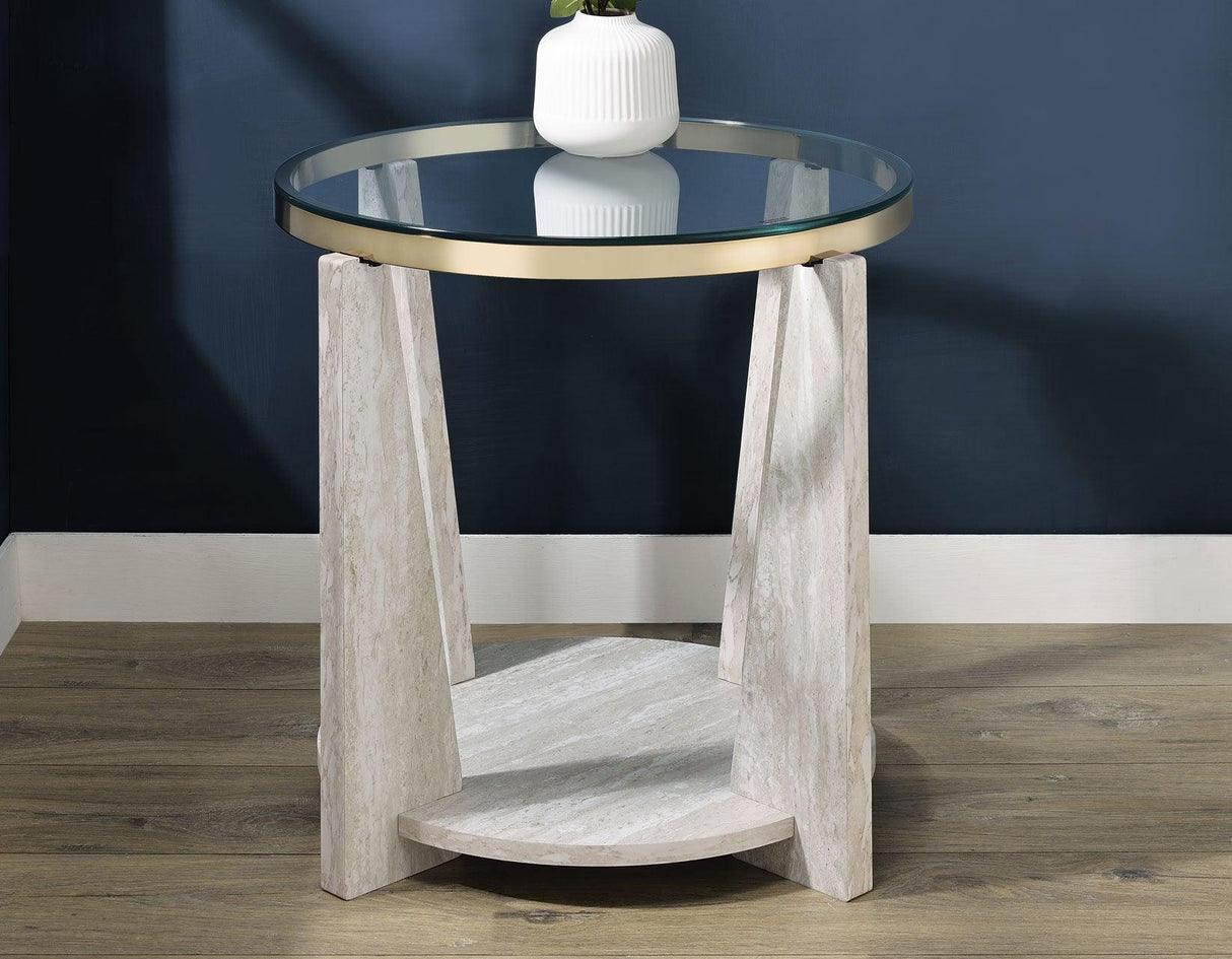 Wanda 3-Piece Glass Top Table Set (Castered Coffee Table & 2 End Tables) by Steve Silver at Eve Furniture