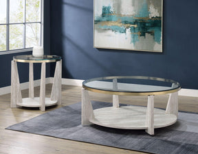 Wanda 3-Piece Glass Top Table Set (Castered Coffee Table & 2 End Tables) by Steve Silver at Eve Furniture