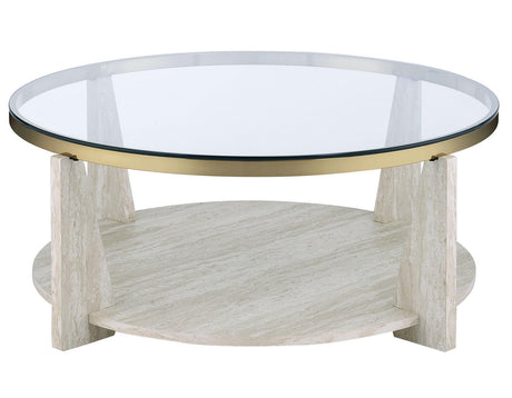 Wanda 42″ Round Glass Top Coffee Table with Casters by Steve Silver at Eve Furniture