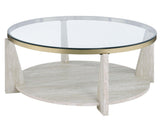 Wanda 42″ Round Glass Top Coffee Table with Casters by Steve Silver at Eve Furniture