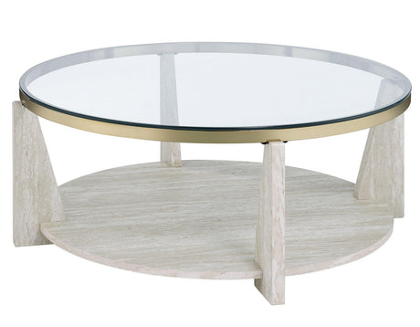 Wanda 42″ Round Glass Top Coffee Table with Casters by Steve Silver at Eve Furniture