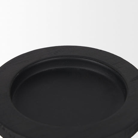 Wanda Matte Black Wood Pillar Candle Holders (Set of 2) by Mercana at Eve Furniture