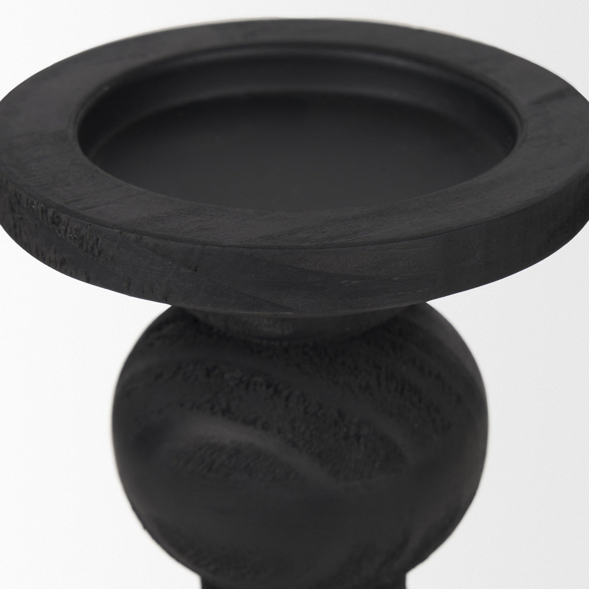 Wanda Matte Black Wood Pillar Candle Holders (Set of 2) by Mercana at Eve Furniture