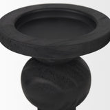 Wanda Matte Black Wood Pillar Candle Holders (Set of 2) by Mercana at Eve Furniture