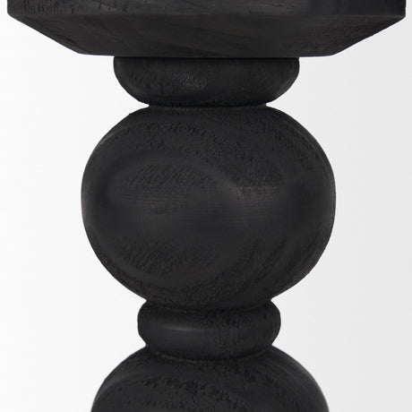 Wanda Matte Black Wood Pillar Candle Holders (Set of 2) by Mercana at Eve Furniture