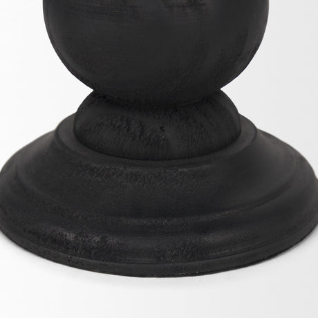 Wanda Matte Black Wood Pillar Candle Holders (Set of 2) by Mercana at Eve Furniture
