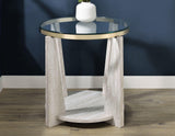 Wanda Round Glass Top End Table by Steve Silver at Eve Furniture