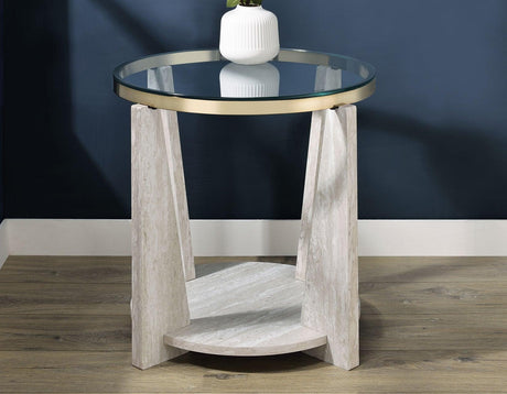 Wanda Round Glass Top End Table by Steve Silver at Eve Furniture
