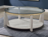 Wanda 3-Piece Glass Top Table Set (Castered Coffee Table & 2 End Tables) by Steve Silver at Eve Furniture
