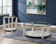 Wanda 3-Piece Glass Top Table Set (Castered Coffee Table & 2 End Tables) by Steve Silver at Eve Furniture