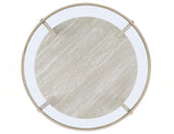 Wanda 42″ Round Glass Top Coffee Table with Casters by Steve Silver at Eve Furniture