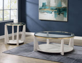 Wanda 42″ Round Glass Top Coffee Table with Casters by Steve Silver at Eve Furniture