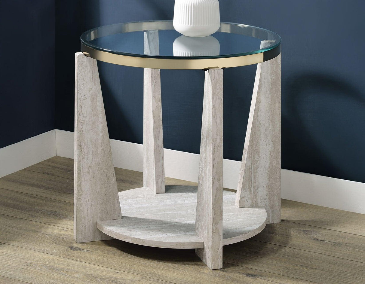 Wanda Round Glass Top End Table by Steve Silver at Eve Furniture