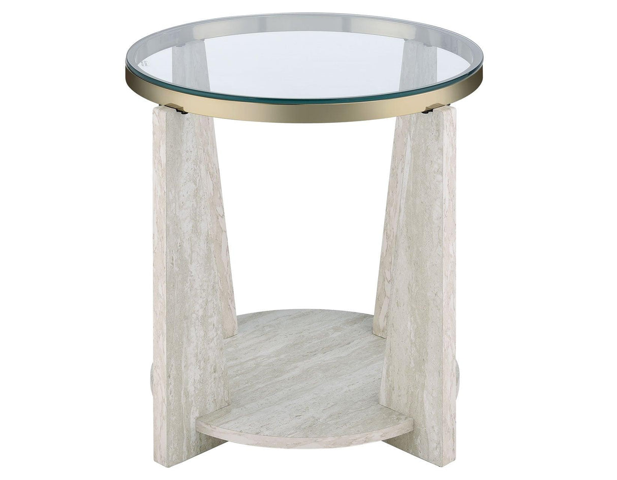 Wanda Round Glass Top End Table by Steve Silver at Eve Furniture
