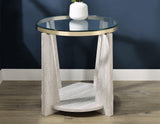 Wanda Round Glass Top End Table by Steve Silver at Eve Furniture