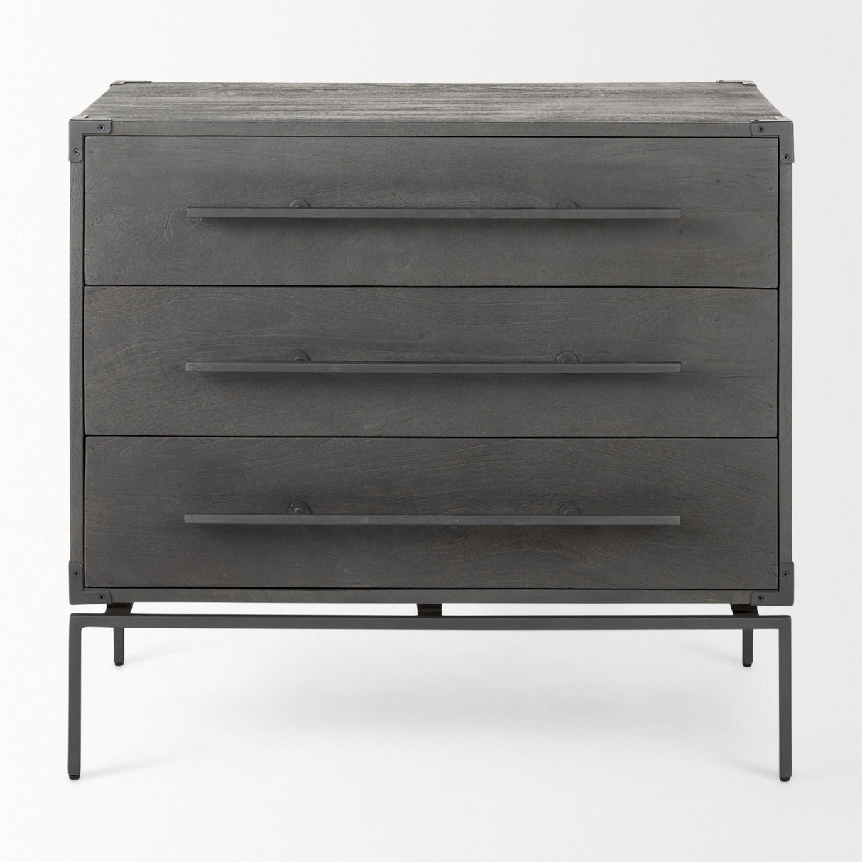 Ward 34L x 18W Brown Wood and Iron 3 Drawer Accent Cabinet by Mercana at Eve Furniture