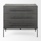 Ward 34L x 18W Brown Wood and Iron 3 Drawer Accent Cabinet by Mercana at Eve Furniture