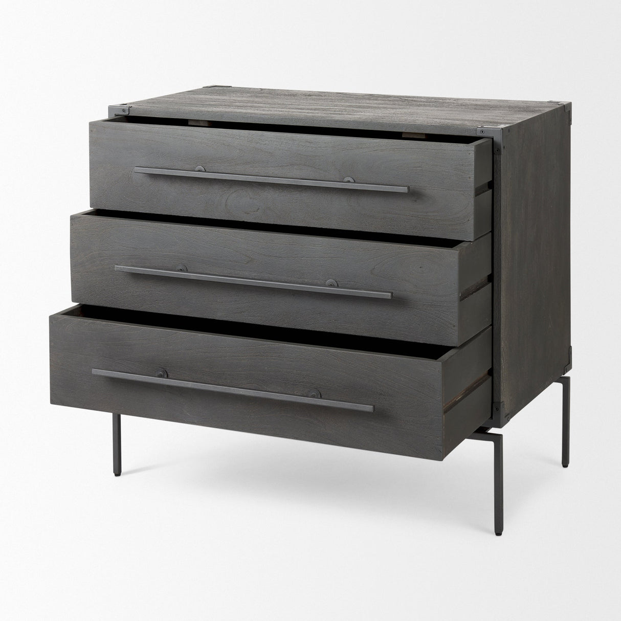 Ward 34L x 18W Brown Wood and Iron 3 Drawer Accent Cabinet by Mercana at Eve Furniture