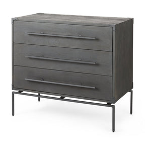 Ward 34L x 18W Brown Wood and Iron 3 Drawer Accent Cabinet by Mercana at Eve Furniture